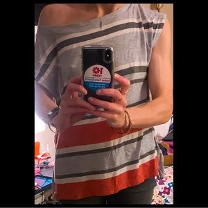 Max Studio Loose Striped Lace Up Sides Top XS